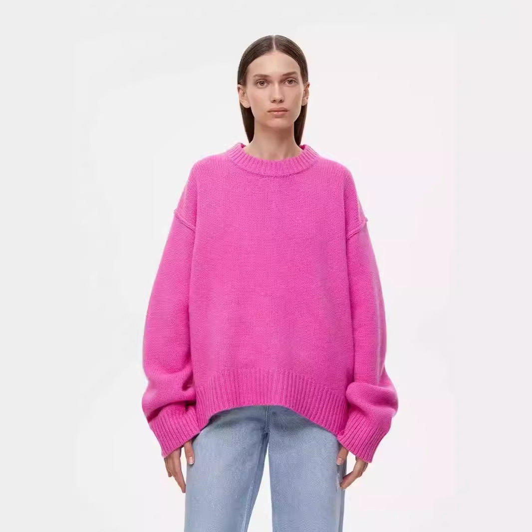 Ladies New Autumn And Winter Loose Round Neck Sweater