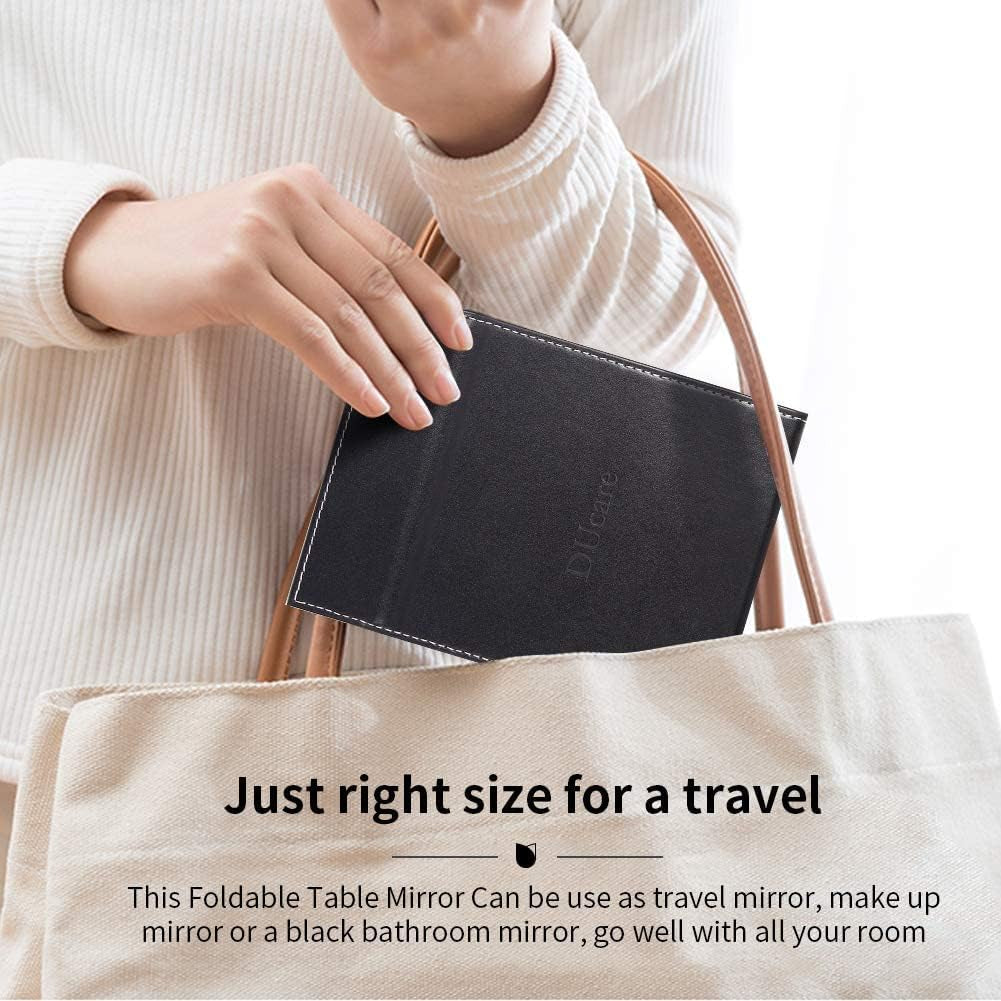 Ducare Espejo De Maquillaje De Escritorio (20 X 15 Cm),Espejo Plegable Espejo De Viaje Espejo De Mano Con Soporte,Para Viajar, Fácil De Llevar,Para Maquillaje, Afeitado Y Cuidado Facial