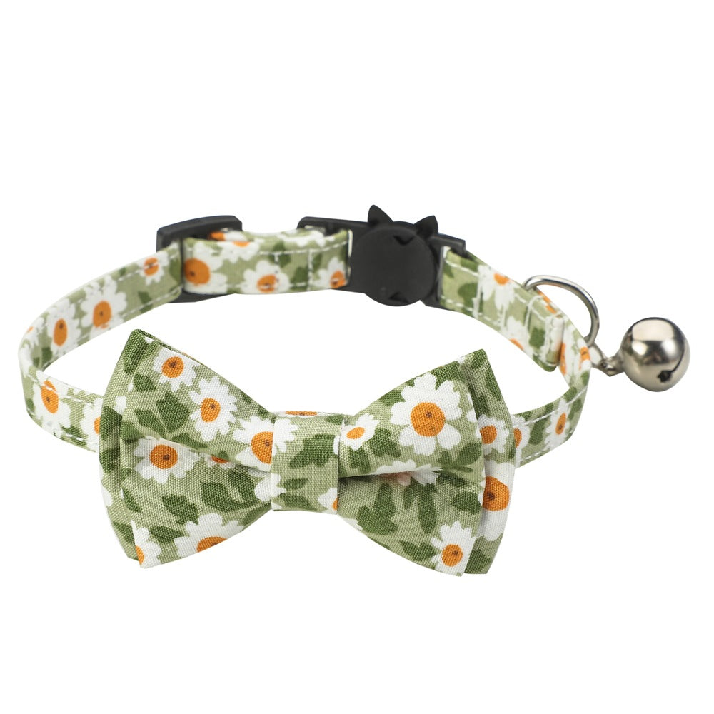 Cotton Small Floral Cat Collar Pet Bow