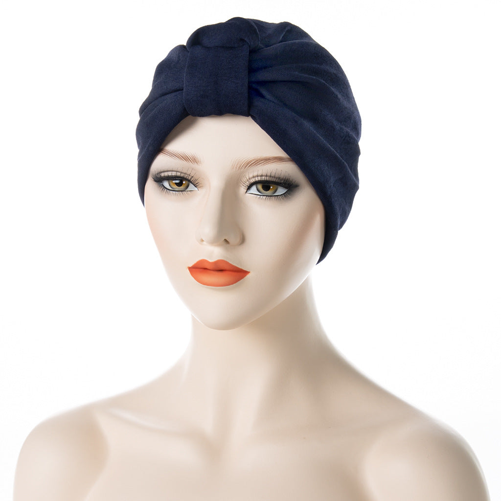 Solid Color Hooded Women's Bottoming Bow Turban