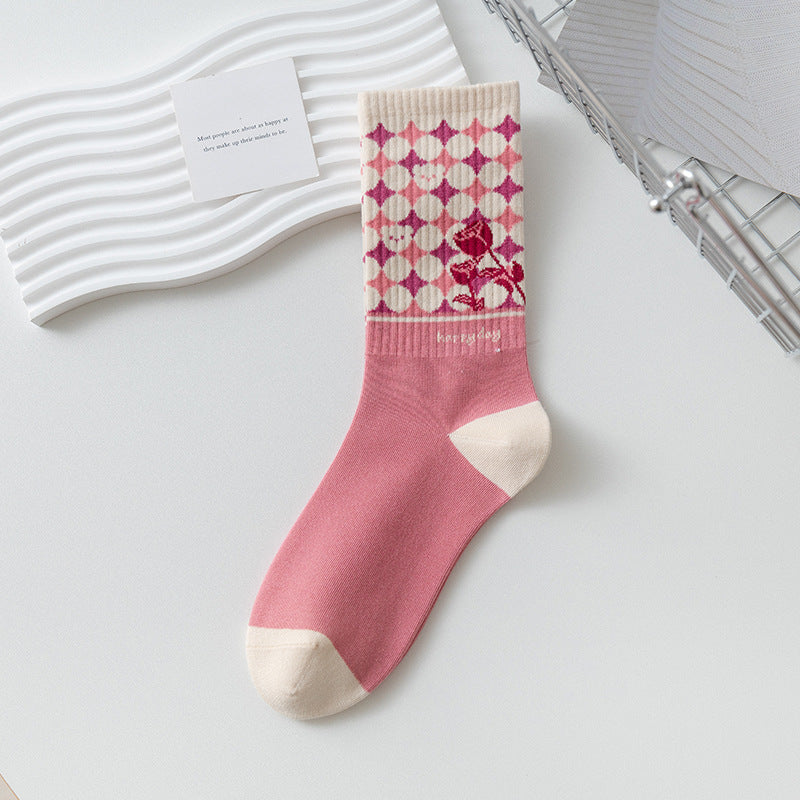 Women's Medium Length Cartoon Jacquard Socks