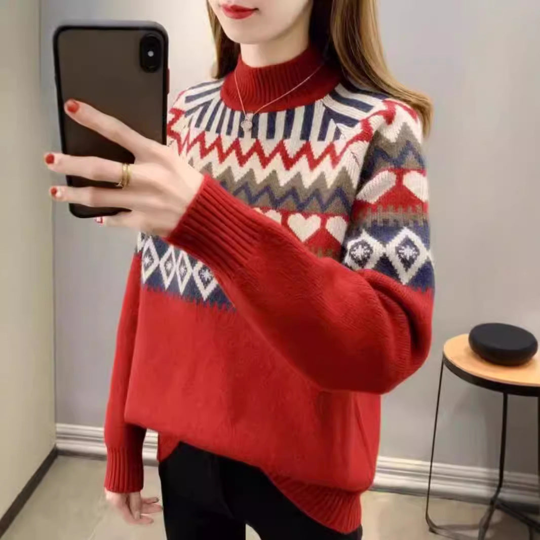 4 Autumn And Winter New Jacquard Inner Cashmere Sweater Thickened