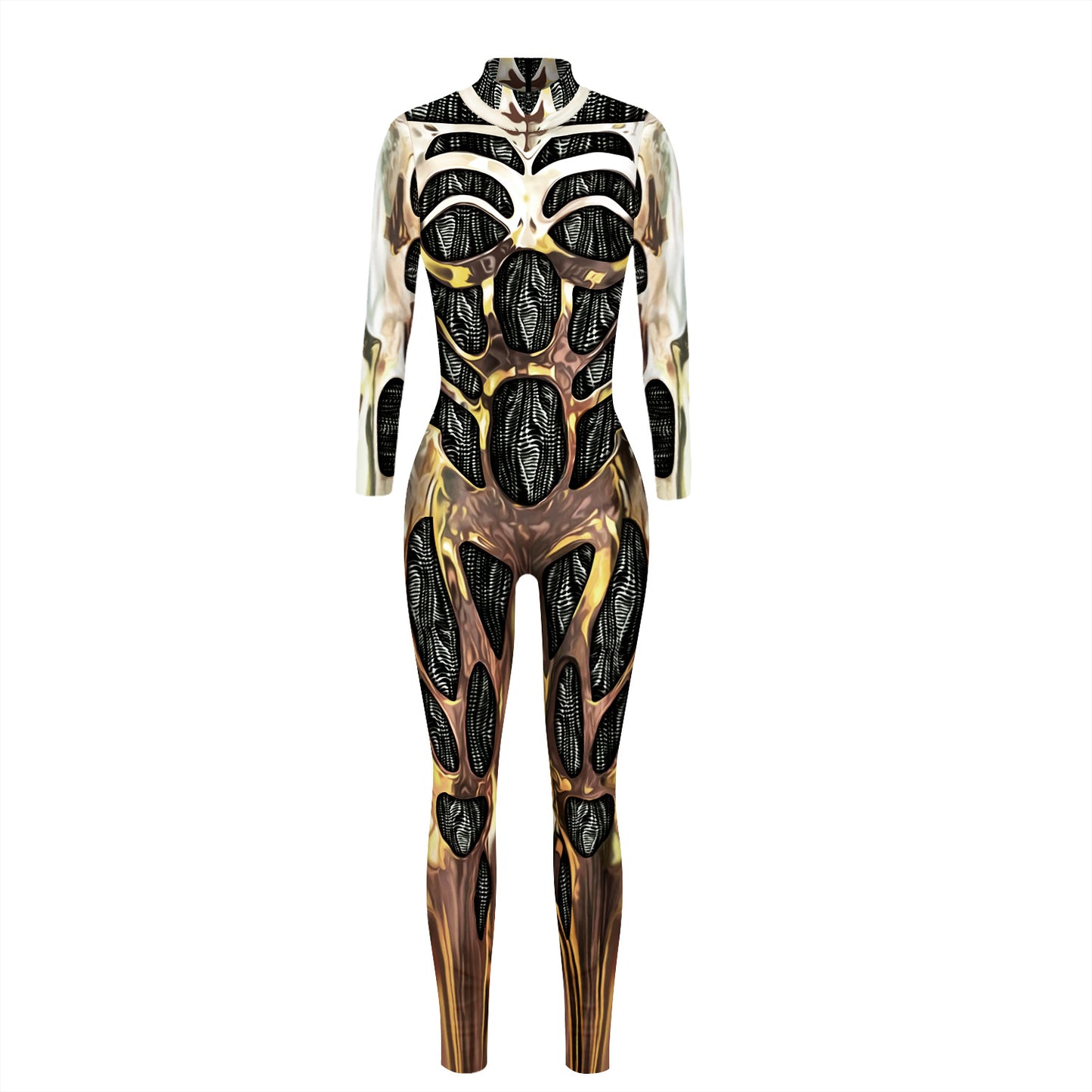 Machine Armor 3D Digital Printing Slim Slimming Jumpsuit For Women