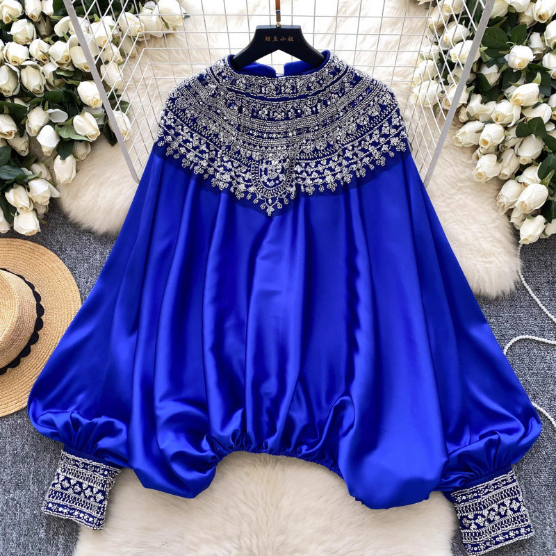 French-style Chic Beaded Casual Blouse For Women