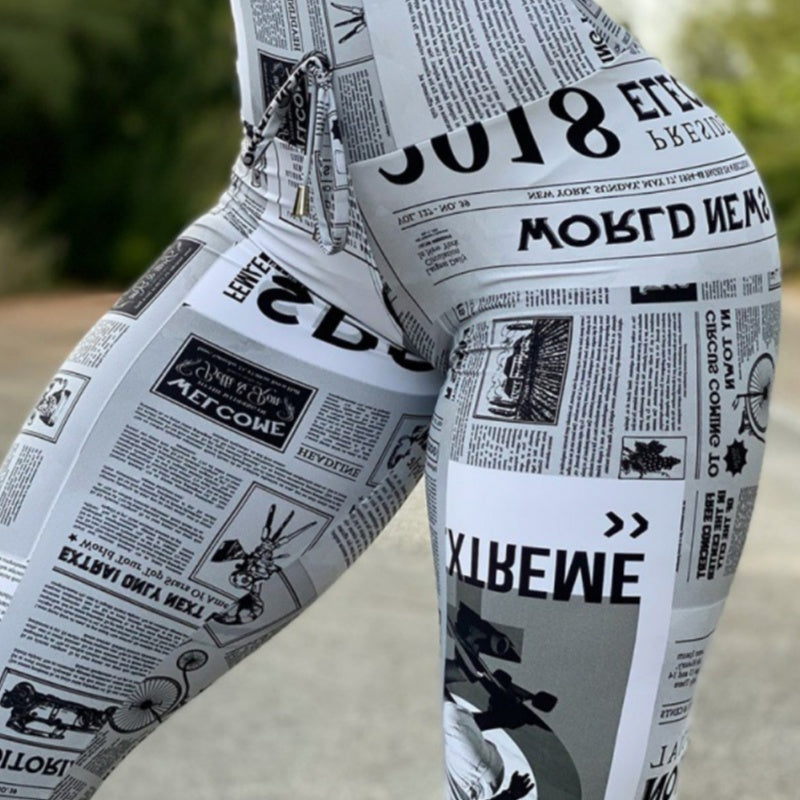 Digitale print højtaljet stretch-yogabukser