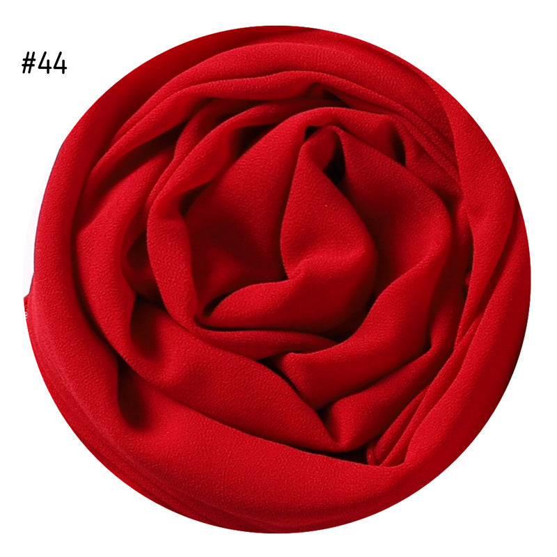 Women's Simple And Versatile Solid Color Pearl Chiffon Scarf