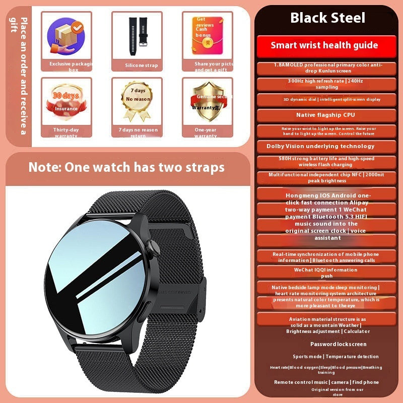 Smartwatch Bluetooth-opkald Puls Blodtryk Multifunktion