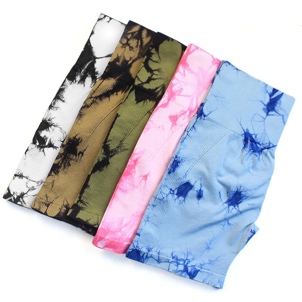 Seamless Tie-dye Yoga High Waist Tight High Elastic Shorts