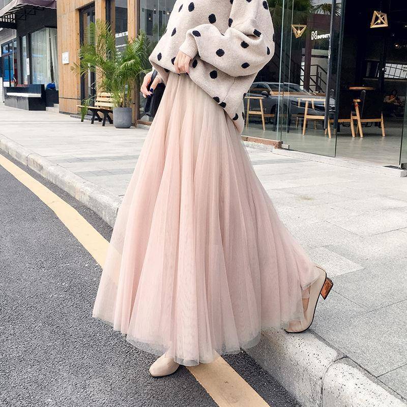 Tulle Skirt Women's Tulle Large Swing Student Skirt 3-layer