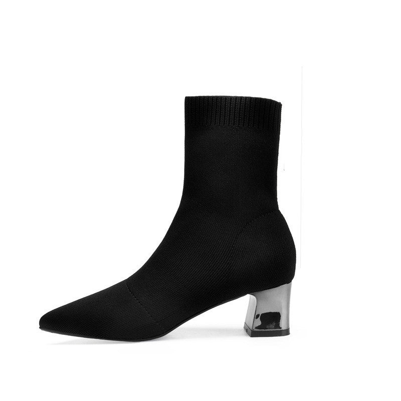 Winter Socks Boots High Heel Women's Shoes