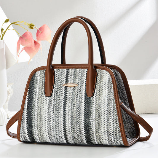 Contrast-color Commuter Handbag For Women