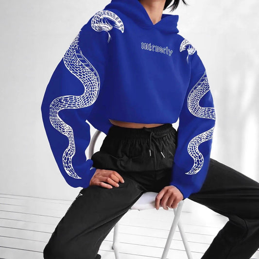 Printet Hættetrøje Loose Retro Sweater