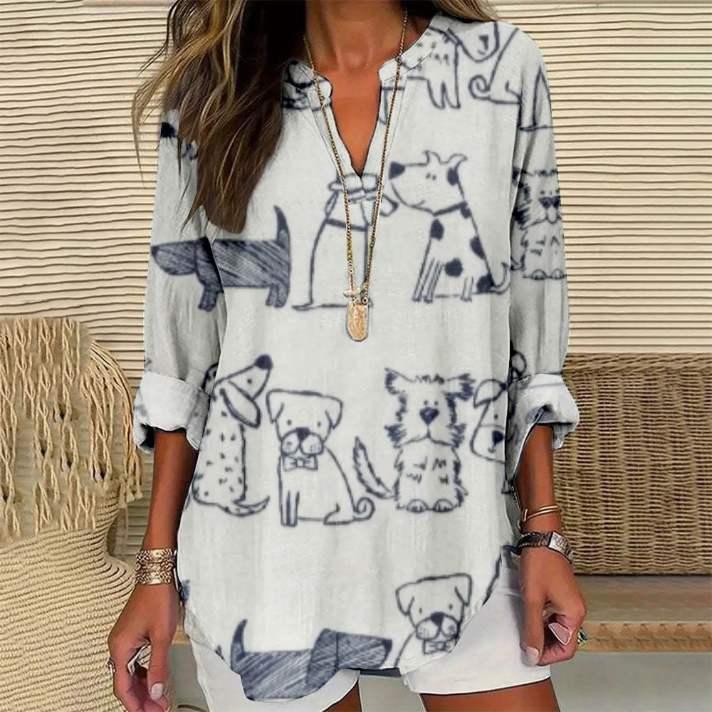 Womens Fashion Long-sleeve 3D Digital Shirt