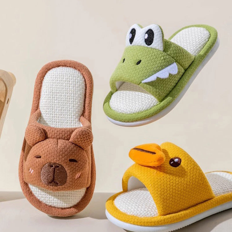 Children's Linen Slippers All-Season Cartoon Animal Style Casual