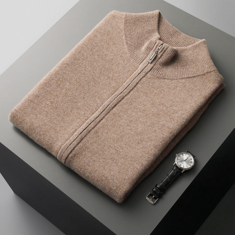 Men's Zipper Width Mock Neck Sweater Cardigan Vest