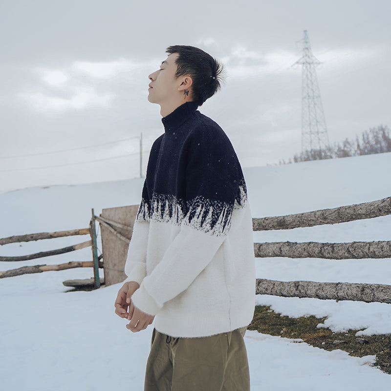 Half Turtleneck Sweater Men Winter New Hong Kong Style