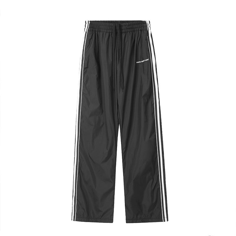 Men's Black And White Vertical Stripe Sports Pants
