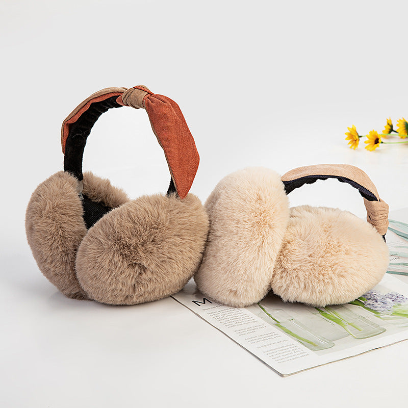 New Two-color Headband Folding Lazy Rabbit Fur Warm Earmuffs