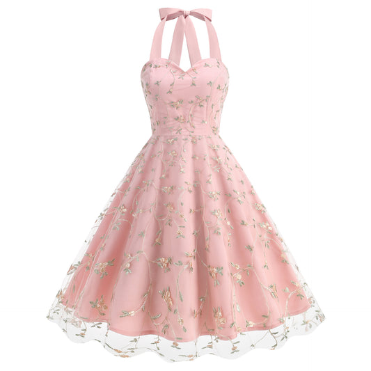 Elegant And Fashionable Gown With Mesh And Embroidery