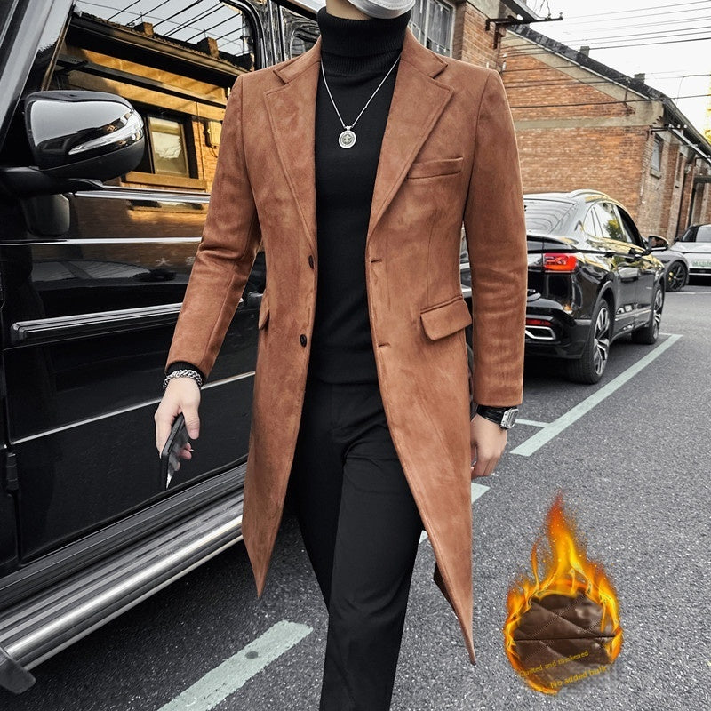 Cotton-Padded Thickened Single-Breasted Solid-Color Coat