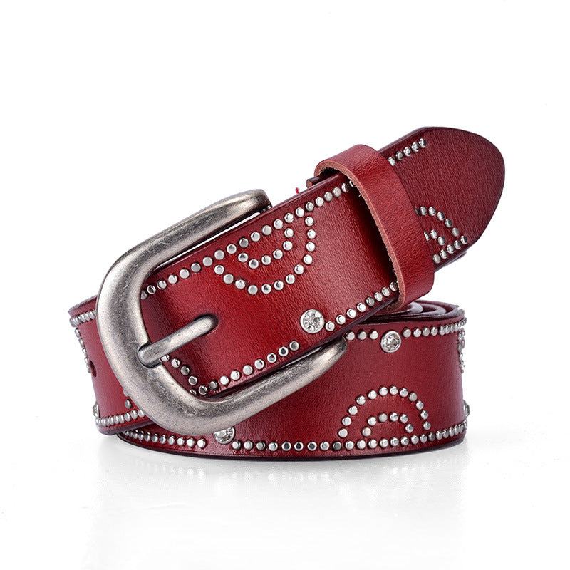 Girly Pants Belt With Rhinestone Inlaid Alloy Pin Buckle