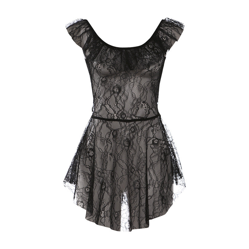 Creative Mesh-Patchwork Sheer Beach Dress