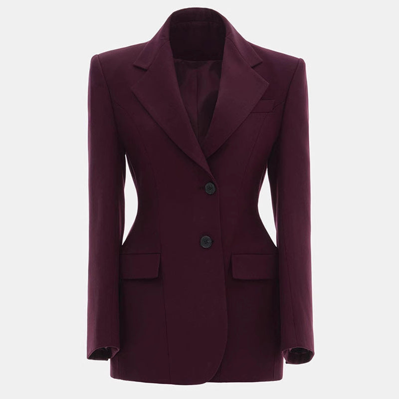 Womens Stylish Single-breasted Waist-cinching Blazer