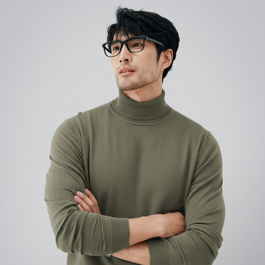 Mens Casual Turtleneck Sweaterthermal Base Layer Knit For Fall And Winter