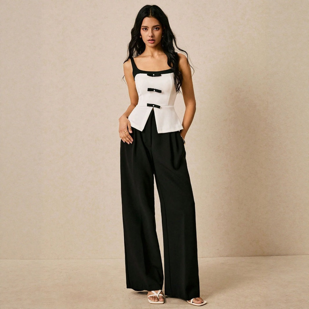 New Stylish Commuter Color-blocked Waist-cinching Vest
