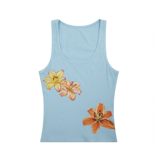 American Hot Girl Floral Print I-shaped Camisole