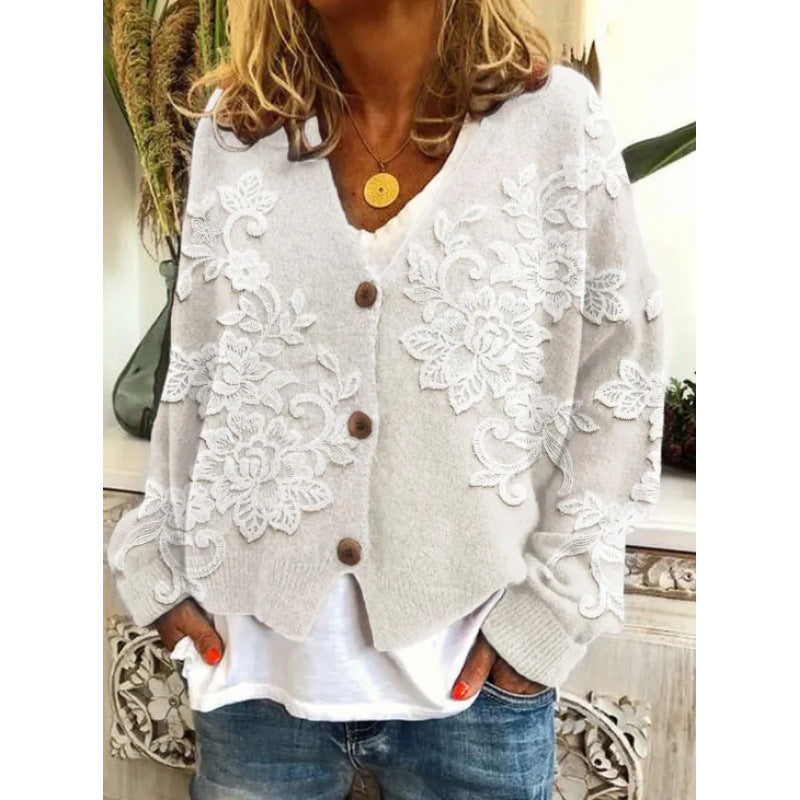Women's Abstract Printing Casual Coat Cardigan