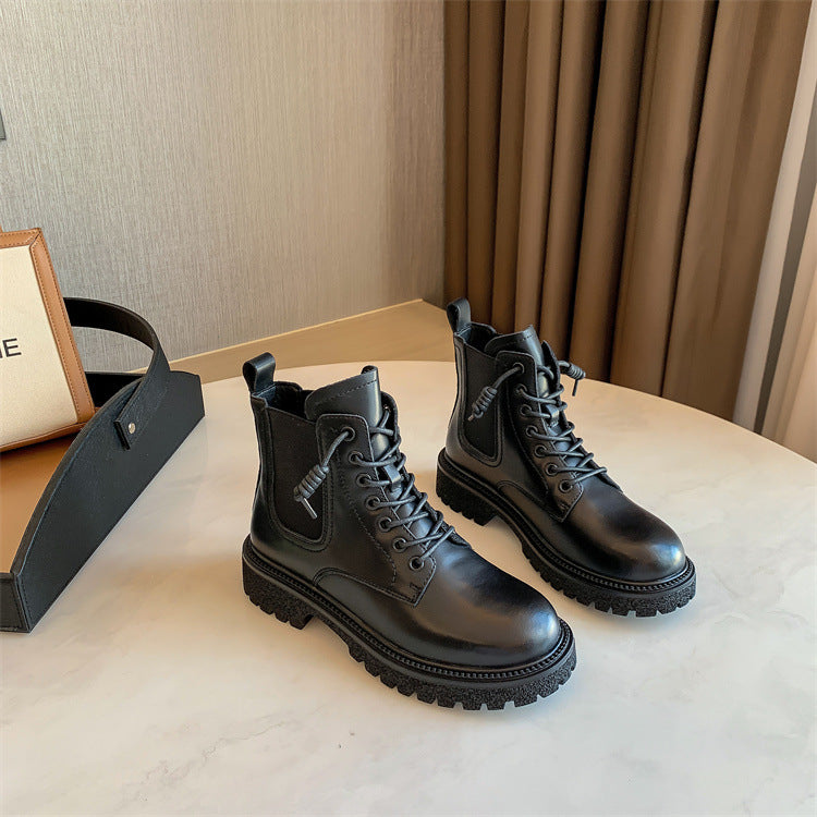 Fashion Women's Thick-soled Leather Martin Boots