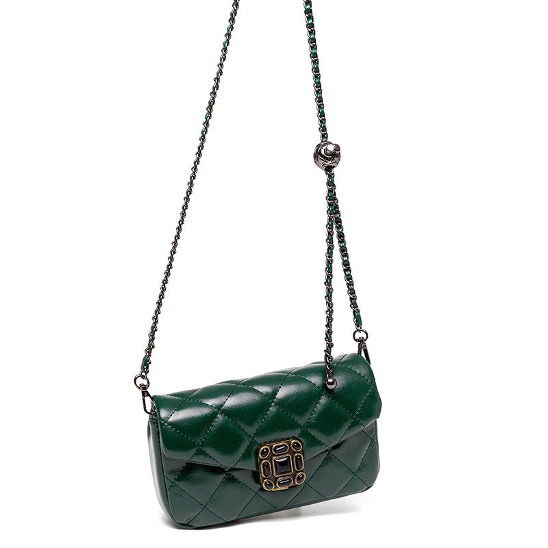 One Shoulder Cross Body Diamond Lattice Chain Bag