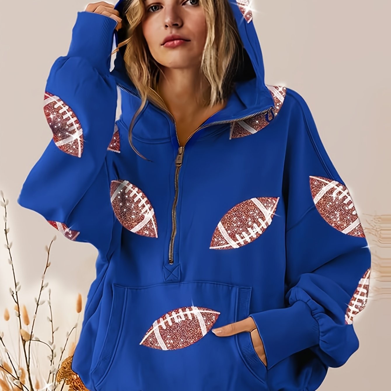 Sweater Damebeklædning Lynlås Snøre Lange Ærmer
