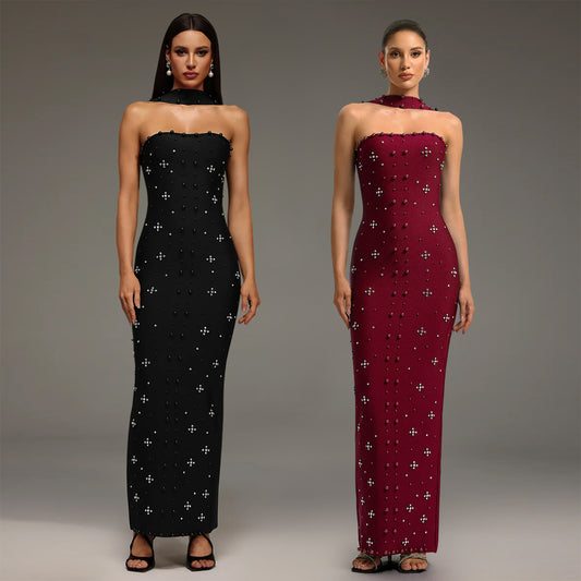 Elegant Beaded Bodycon Tube Dress For Women