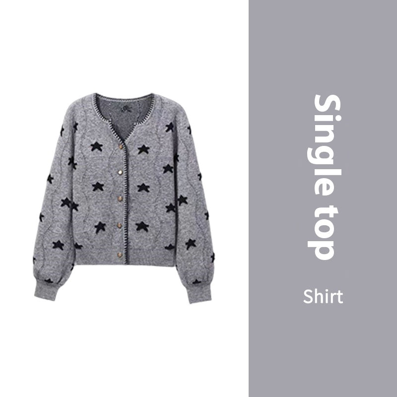Autumn New Purple Knitted Outerwear Cardigan Top