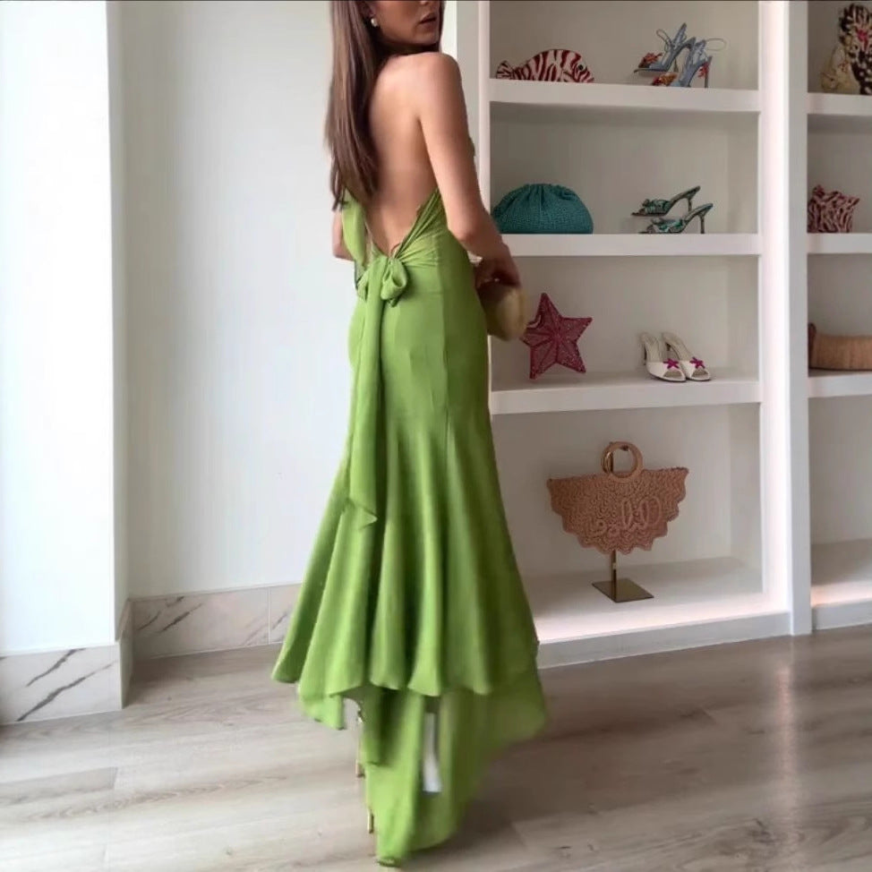 Small-design Ruffled Dress Figure-flattering Long For Women