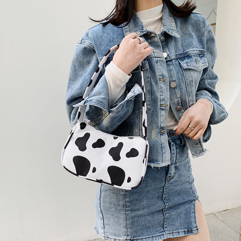 Harajuku-stil Ko Skuldertaske Sort Og Hvide Striber Enkel