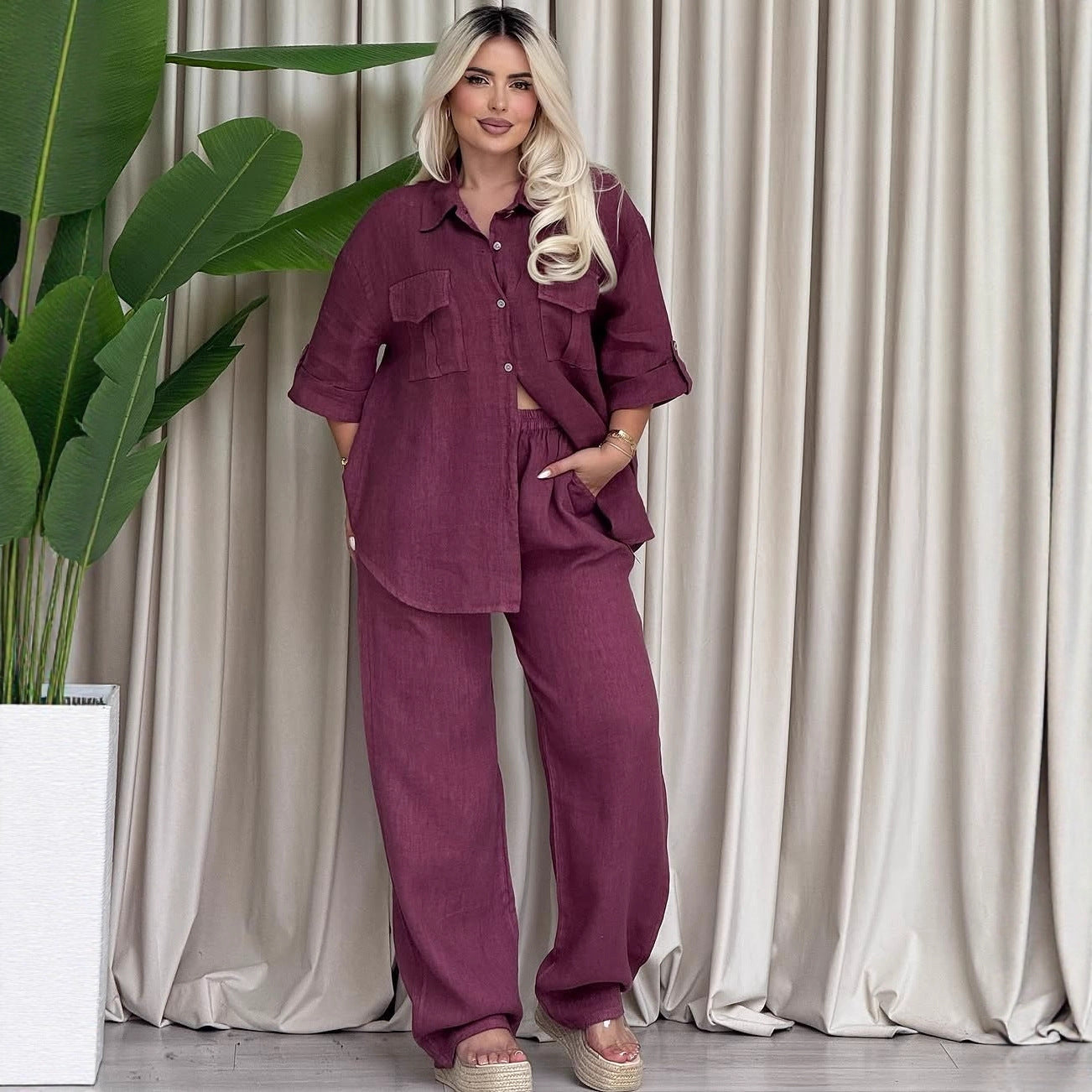 Long Sleeve Shirt Loose Two Piece Pants