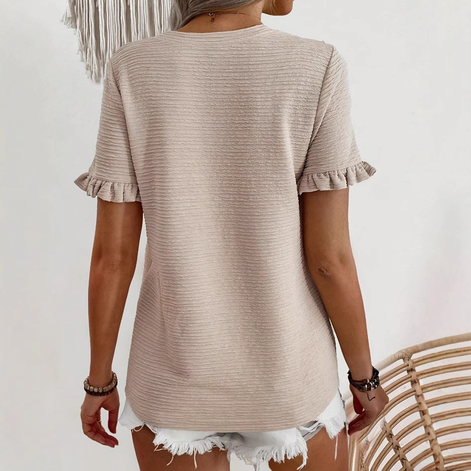 Round Neck Knitted Summer Short Sleeve