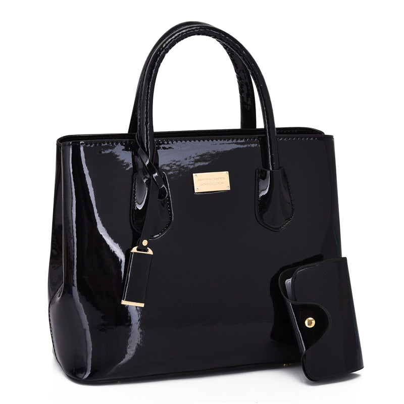 Glossy Handheld One Shoulder Crossbody Bag Ladies Two Piece Bags