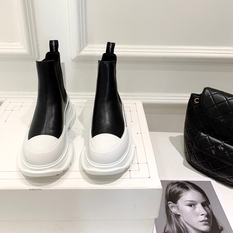 Alsidig læder high-top casual sko til kvinder