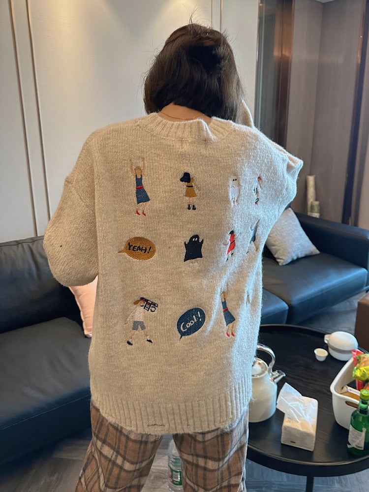 American-style Embroidered Soft Glutinous Sweater