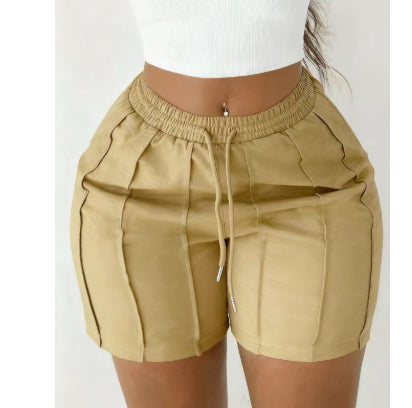 Women's Summer Solid Color Casual Drawstring Shorts