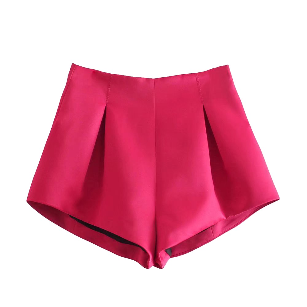 Small Number Of High-waist Pleated Decorative Casual Shorts