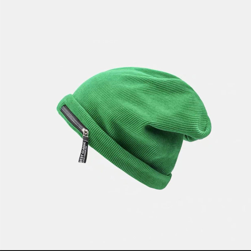 Women's Knitted Hat Autumn And Winter Personality Zipper Loose American Style