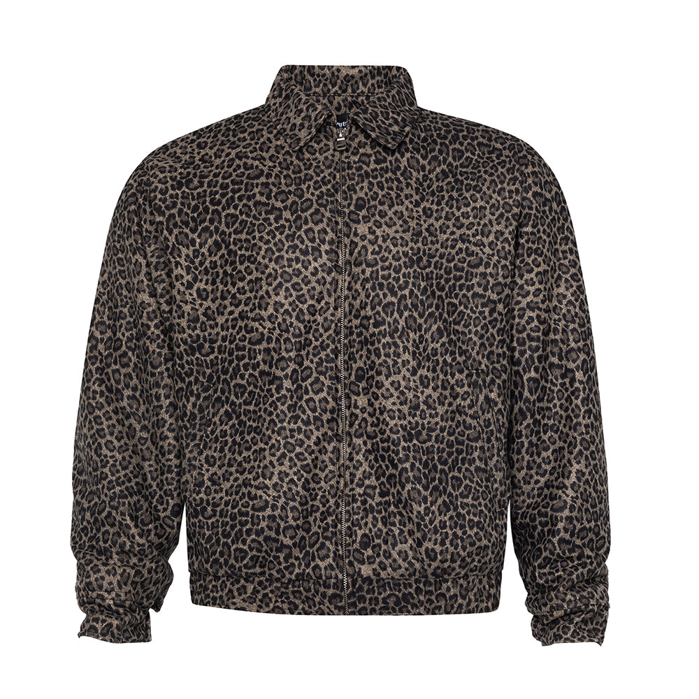 European And American Style Fleece-lined Thickened Leopard Print Jacket Men