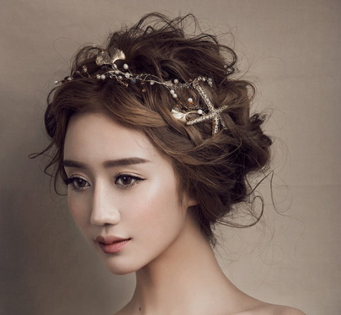 Handmade Starfish Hair Accessories Bridal Dress Accessories Handmade Bridal Headwear