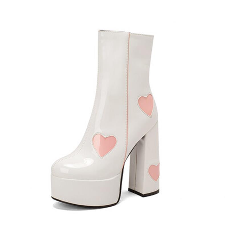 Autumn And Winter Water Platform Super High Heel Heart Ankle Boots