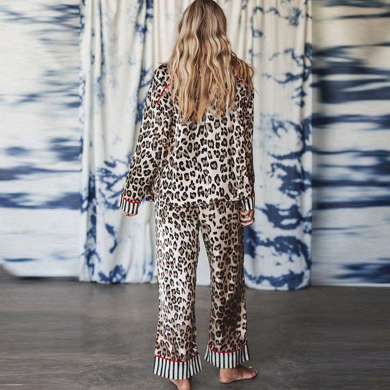 Women's Fashionable Leopard-Print Single-Breasted Multi-Button Suit